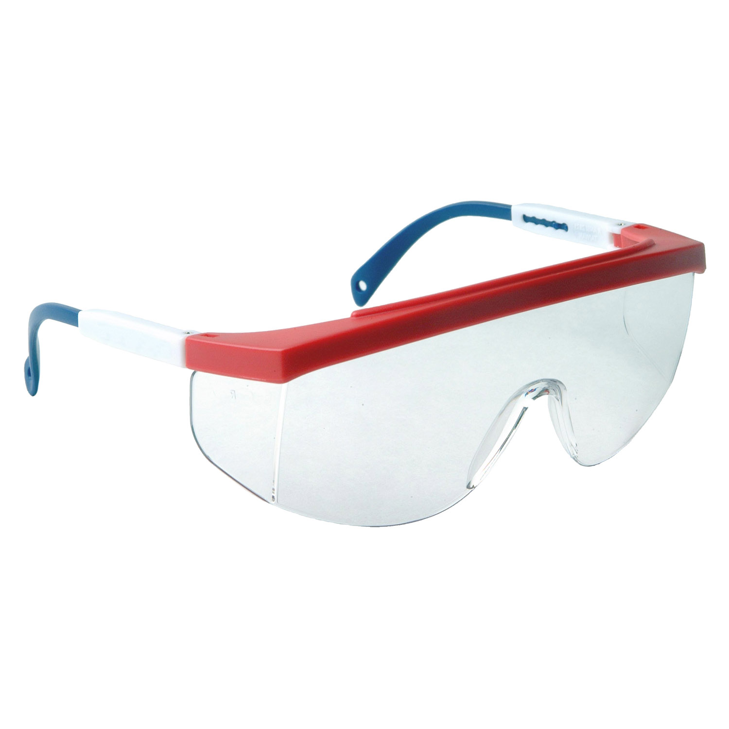 Galaxy™ Safety Eyewear - Red/White/Blue Frame - Clear Anti-Fog Lens - Anti-Fog Lens